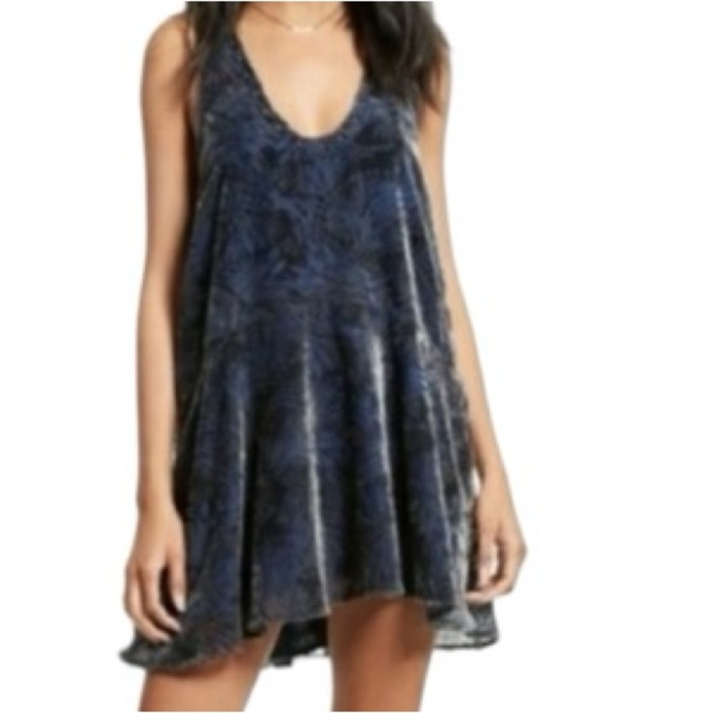 Free People Ellie Burnout Velvet Halter Navy Mini Dress XS